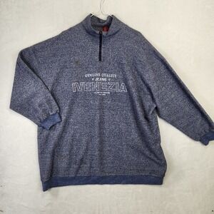 Venezia Jeans Quarter Zip Fleece Pullover Mens 2X Blue Speckled Mock Neck